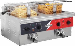 CROSSON 12L Dual Tank Countertop Electric Deep Fryer with Drain